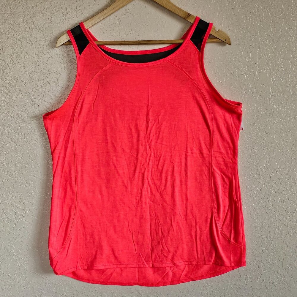 Womens Pink Tank Top XL Zone Pro Black Mesh Sleeveless Scoop Neck Activewear